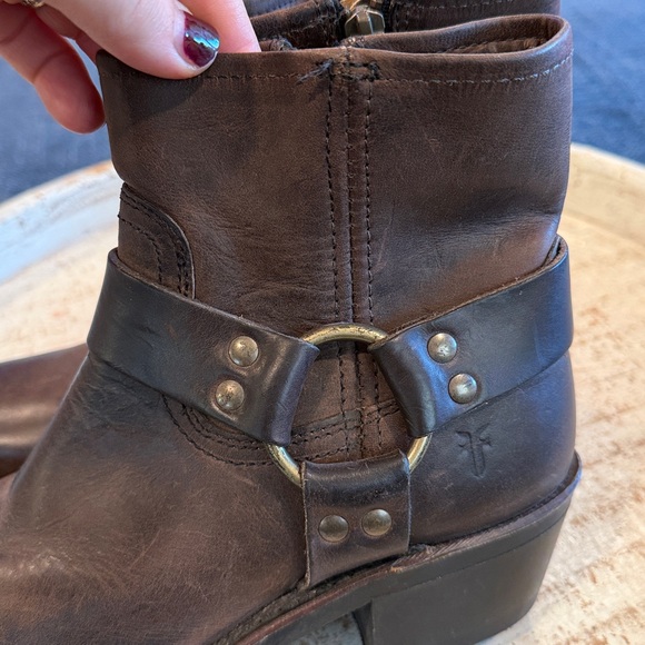 Frye Dark Brown Leather Buckle Boots - Picture 7 of 13